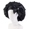 Grande berretto in raso regolabile doppio strato reversibile berretto da notte setoso berretto con fascia per la testa per le donne capelli ricci a treccia