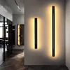 2022 Modern Long LED Wall Lamps Light 85-265V Iron Black Gold Shell 100cm 80cm Indoor Living Room Bedside Sconce Light