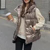 Kvinnors västar 2022 Autumn Winter Fashion Sleeveless Down Jackets For Women Zipper tjock varm kappa med fickor Manteau Femme Stra22