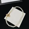 Women Fashion Necklace Pearl Necklaces Designer Jewelry Womens Bee Neck Chain Luxury Accessories Ladies Letters Gold For Gifts D225313F