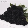 15pcs Pu Real Touch Kunstmatige Black Rose Tulip Prachtige Latex Bloem Meeldraden Bruiloft Nep Boeket Thuis Party Decor Geschenken