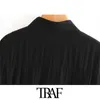 TRAF Dames Mode Oversized Button-Up Gezellige Blouses Vintage Drie Kwart Mouw Zijopeningen Vrouwelijke Shirts ChiCh Tops 220402