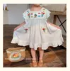 Милые платья с цветочной вышивкой для девочек, детское кружевное квадратное платье фабалы с рукавами-крылышками, платье принцессы, летняя детская одежда Q76683589014