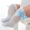 Nette Bowknot Baby Mädchen Socken Einfarbig Säugling Lange Socke Sommer Dünne Mesh Atmungsaktive Knie Hohe Socken Neugeborenen