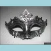Retro Greco Roman Mens Mask för Mardi Gras Gladiator Masquerade Vintage Golden/Sier Sier Carnival Halloween Masks 10st Drop Delivery 2021 P