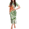Uzun elbise artı beden kadın çiçek baskılı maxi elbise Hawaii Polinezya kabile baskı kısa kollu giyim fabrikası fiyatı 220517