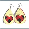 Other Earrings Jewelry Pu Leather Teardrop Hollow Love Heart Shaped Dangle Earring For Women Girls Fashion Valentine Dhcyz