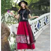 Jupes Vintage Oriental chinois robe traditionnelle femmes ethnique jupe femme automne hiver longue bleu rouge Patchwork broderie Midi jupeSkirt