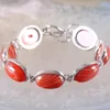 Łańcuch ręcznie robiony bransoletka biżuterii dla kobiet owalne kabochonowe koraliki naturalne czerwone żyły onyksowe regulowane 7,5 "-9" 1PCS H857 Fawn22