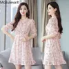 Mozul Summer Vintage Chiffon Floral Boho Shirt Dress Korean Elegant Women Party Mini Dresses Casual Sun Beach Vestidos 220516