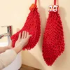 Serviette Style chinois rouge broderie à la main Lion chanceux cuisine Chenille suspendus serviettes absorbantes luxe pour salle de bain cadeau