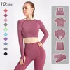 2 pièces sans couture femmes Yoga ensemble vêtements d'entraînement vêtements de sport Fitness court haut court taille haute Leggings costumes de sport W220418