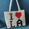 Evening Bags Ins Fashion White Handmade Beaded Bag I Love YORK Letter Bulk For Woman Shoulder Messenger BagEvening