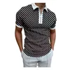 Été 3D Stripe Print Polos T-shirts Pour Hommes Slim Fit Fermeture Éclair Bouton Revers Designer À Manches Courtes Lâche Casual Polos 3DPOLO1