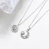 925 Silver Polaris Moon Necklace Rhinestone Diamond Star Moonstone Pendant Cross Lovers Gift Jewelry Pendant No Box