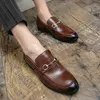 Mannen Schoenen Luxe Bruine Lederen Schoenen Zwart Voor Mannen Loafers Mode Casual Luxe Lether Italiaanse mannen Bruiloft Hippie