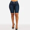 Sexy mode dames dames denim skinny shorts hoge taille stretch bodycon jeans slanke knie lengte kort 220629
