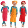 2022 Printable customize LOGO Children Chef Apron set Kitchen Waists 12 Colors Kids Aprons with Chef Hats for Painting Cooking Baking FY3525 0419