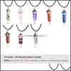 Pendant Necklaces Pendants Jewelry Natural Stone Reiki Healing Hexagonal Opal Amethysts Quartz Pink Crystal Chakra Dh4Pd