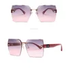 Ladies New Fashion Oversized Rimless Square Gradient Sunglasses Cut Trimmed Lens Glasses Sunglasses Women UV400