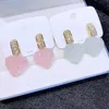 Lustre de lustre grande rosa/azul Brincos de coração austríaco para mulheres colorido de ouro jóias de moda coreana kirs22
