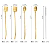 304 Stainless Steel Drinking Tube Spoon Coffee Stirring-Spoon Filter Straw Dessert Spoon Gift Fruit Cake Ice Cream Drink-Straw Free straw brush