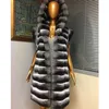 Mulheres de pele falsa mulheres mid-long rex casaco outono inverno jaqueta moda com capuz colete chinchila cor 2022 chegadawomen'swomen's