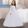 Été blanc rose longue robe de demoiselle d'honneur bébé arc robe enfants vêtements pour filles enfants princesse fête robe de mariée 10 12 ans 220521