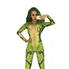 Stage Wear Femmes Halloween 3D Imprimé Serpent Vert Pour Costume DJ Chanteurs Combinaison Bling Body Célébrer Performance VêtementsStage StageSt