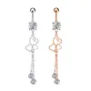 Dangle Chain Belly Button Rings CZ Star Heart Navel Ring 316L Stainless Steel Zircon Body Piercing Jewelry