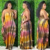 Verão 5XL Maxi Vestidos Feminino Tie Dye Colorido Suspensório Estampado Vestido Solto Tamanho Grande Roupas Femininas