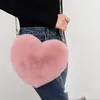 Día de San Valentín Gilrs Candy Colors Bolsos de un solo hombro Favor de fiesta Lindo amor en forma de corazón-bolso Moda de felpa Precioso bolso de regalo FY3634