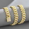 15 مللي متر مايكرو تمهيد الشق الكوبي سلسلة القلائد موضة الهيب هوب كامل مثلج خارج مجوهرات الراين للرجال النساء