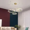 Lâmpadas pendentes da sala de estar de anel de anel de led moderno Luminária pendurada luminária nórdica decoração de cozinha de cozinha iluminação em casa suspensão lustrepingente