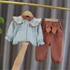 Nuovi set di abbigliamento per ragazze in stile bowknot camicette top pantaloni in mutande set per vestiti per bambini vestiti per bambini vestiti dolci