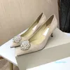 Vente chaude-Sandales Femmes Marque De Luxe Perle Fleur Talons Hauts Avec Boîte De Mode Perlée Bouche Peu Profonde Sandales À Talons Minces Chaussures Habillées 220315