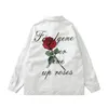 Rose Embroidery Pu Leather Jacket Mens Autumn High Street Letter Loose Outerwear Streetwear Casual Men Baseball Jacket and Coat 220816