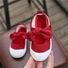 Barn Canvas Fashion Bowknot Bekväma barn Casual Toddler Girls Princess Shoes 2135 220705