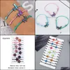 Charm Bracelets Jewelry Colorf Cartoon Shell Animal Flowers Bracelet 12Pcs/Set Vintage Fashion Elastic Rope Dha0F