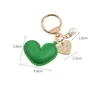 Korean Heart Love Leather Keychain Metal Gold-Color Tag Pearl Key Ring Bag Pendant Accessories For Women Key Holder Jewelry Gift