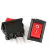 Switch 15pcs Mini Rocker SPST Black And Red Snap In Switches Button AC 250V 3A / 125V 6A 2 Pin I/O 10 15mm On-off RockerSwitch