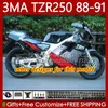 Bodys Kit för Yamaha TZR-250 TZR 250 TZR250 R RS RR 88-91 Bodywork 115NO.37 YPVS 3MA TZR250R Vit Röd 88 89 90 91 TZR250-R TZR250RR 1988 1989 1990 1991 Moto Fairings