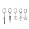 Hoop & Huggie 1/2pcs Punk Silver Cross Dangle Earring For Women Men Stainless Steel Earrings Circle Ear Rings Gothic Jewelry GiftHoop Dale22