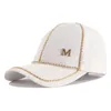 Spring Fall Women Ball Caps Luxury Gold Chain White Strass Diamond Decoration Cap Daily Lady Hat