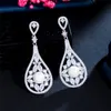 Luxur Long Pearl Dangle Earring Designer för Woman Party Silver White Zirconia Silver Diamond Earrings Sydamerikanska bröllopsengagemang Fashion Jewelry Gift