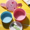 Animal fofo japonês DoubleLayer Round Mini Bento Childrens Snack Microondas Crianças Lunhana 540ml 220727