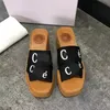 2022 Woody Slippers Slides Sandals Women Designer Platform Shoes Wedge Mules Canvas Thong Slingback Square Toe Black White Red Slipper Slide Sandal Scuffs