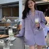 Purple Jacket Womens Korean Version Oversize Design Casual Suit All Match Fashion Blazer Mujer Office Lady Coat 220726