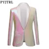 PYJTRL Volle Pailletten Serie Männer Weiß Rosa Pailletten Blazer Gentleman Prom Kleid Anzug Jacke Nachtclub Sänger Slim Fit Kostüm 201104