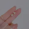 Stud Exquisite Simple Micro Inlaid Zircon Asymmetry Heart Earrings Women Fashion Temperament Korean Student Jewelstud Kirs22